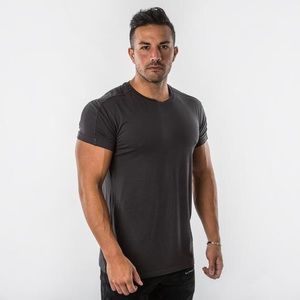 Alphalete Premium Rolled Muscle Tee, Charcoal (L)